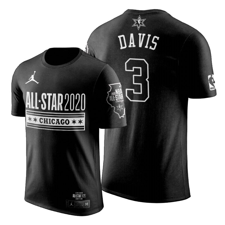 Men's Los Angeles Lakers Anthony Davis #3 NBA 2020 Game Official Logo All-Star Black Basketball T-Shirt QLT7683BN